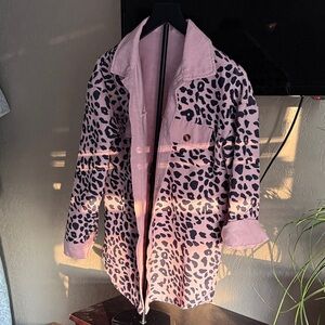 Pink Leopard Print Women's Jacket